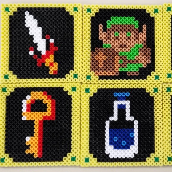 Zelda NES Inspired   Coasters / Perler bead coasters / Hama Beads / Fuse Beds . - Picture 1 of 8